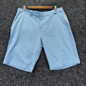 Travis Mathew Mens 34 Blue Micro Check Golf Shorts Stretch Performance RN123280